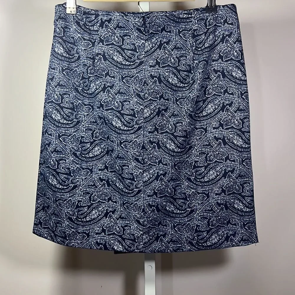 MICHAEL MICHAEL KORS Women’s Faux Wrap Paisley Print Skirt Blue/White Small